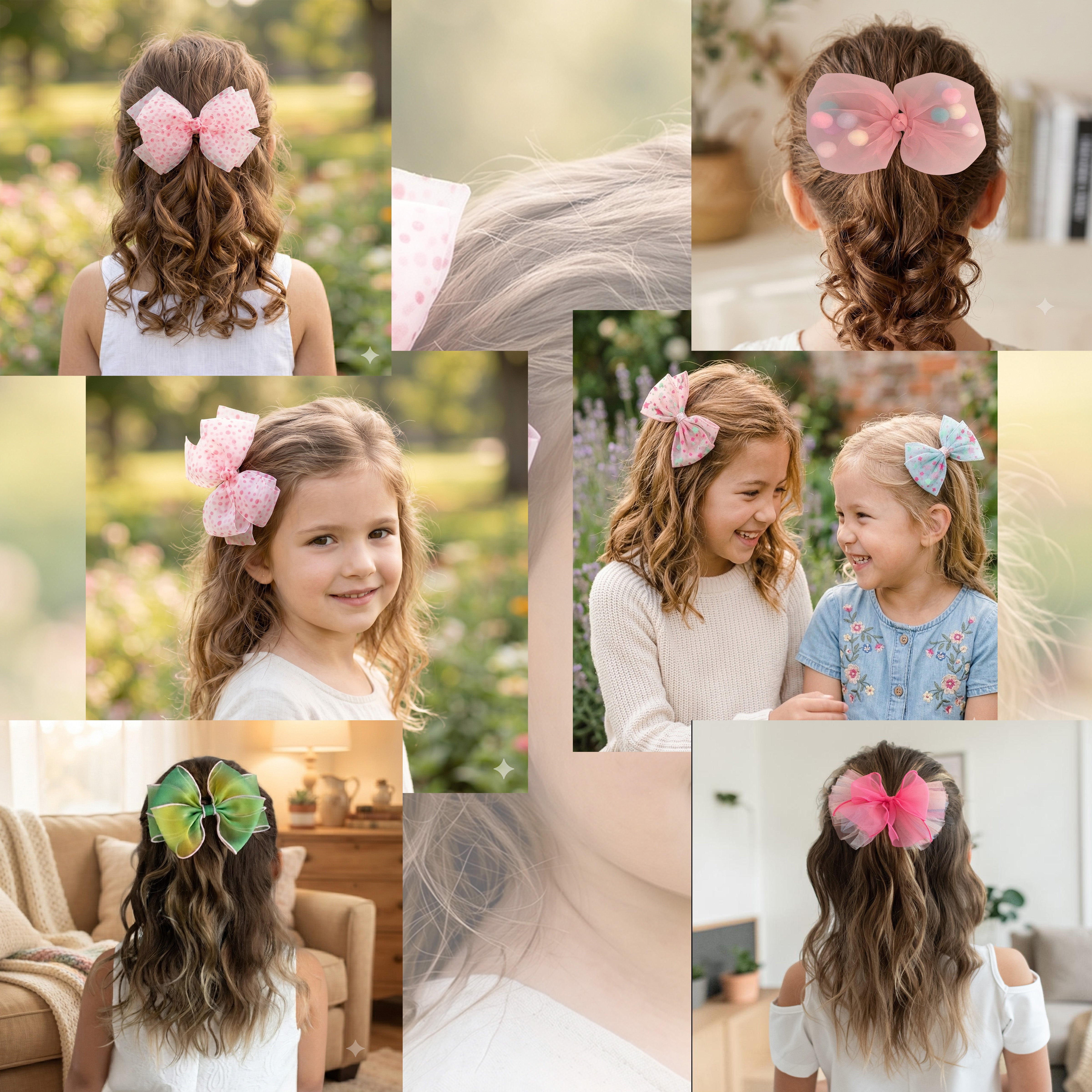 Girls' 5pk Tulle Bow Hair Clips Gift Set