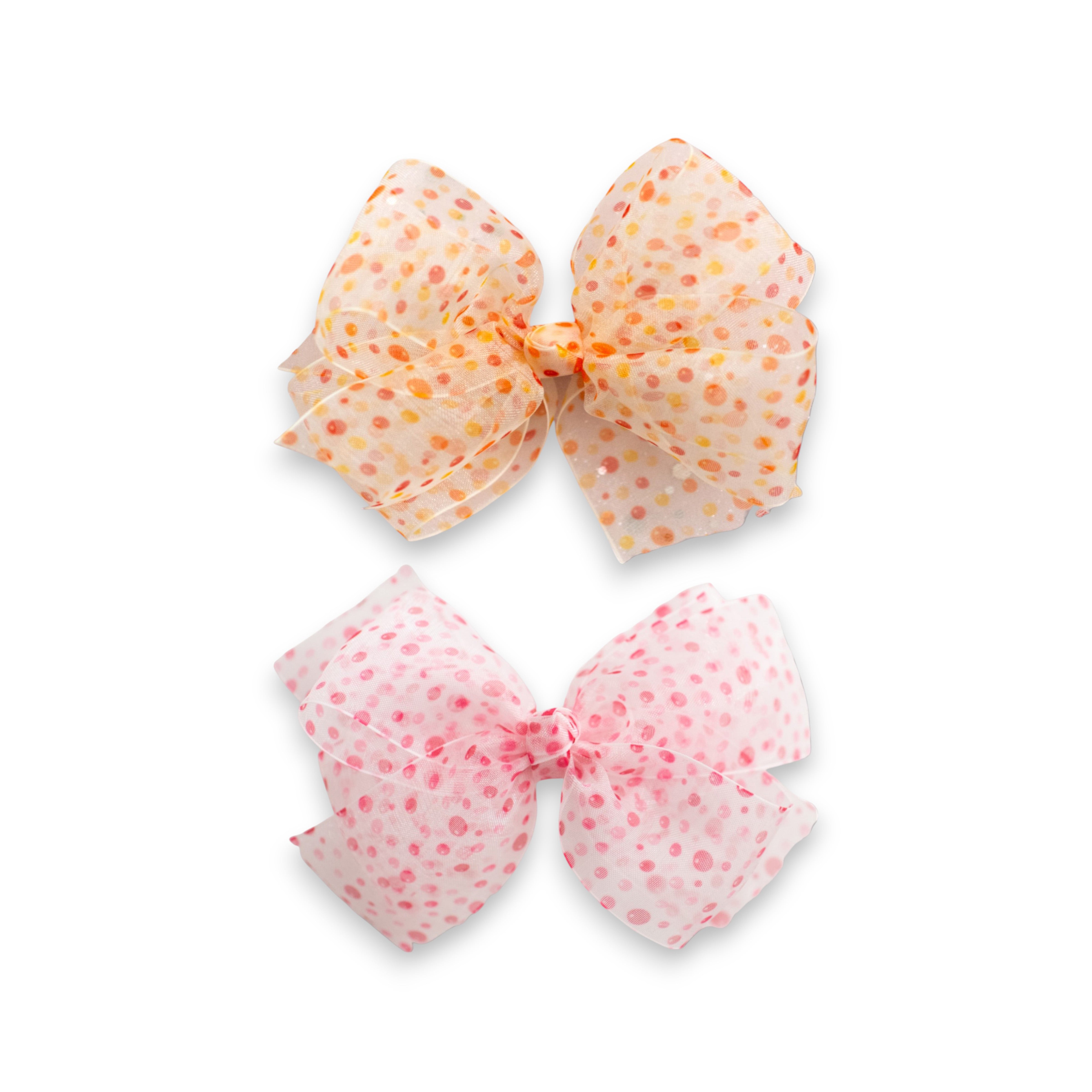 Girls' Sheer Tulle Bow with Dots Hair Clip