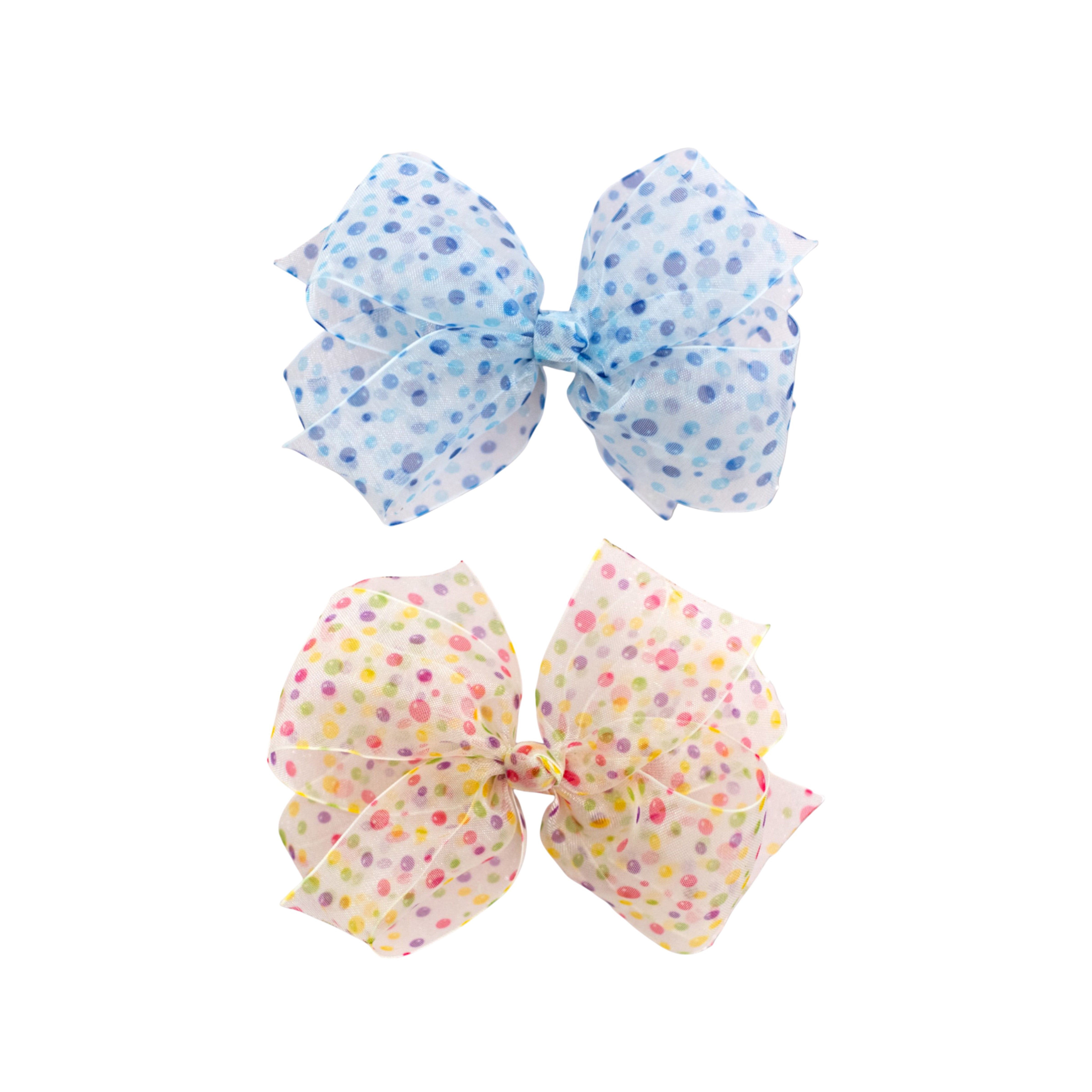 Girls' Sheer Tulle Bow with Dots Hair Clip