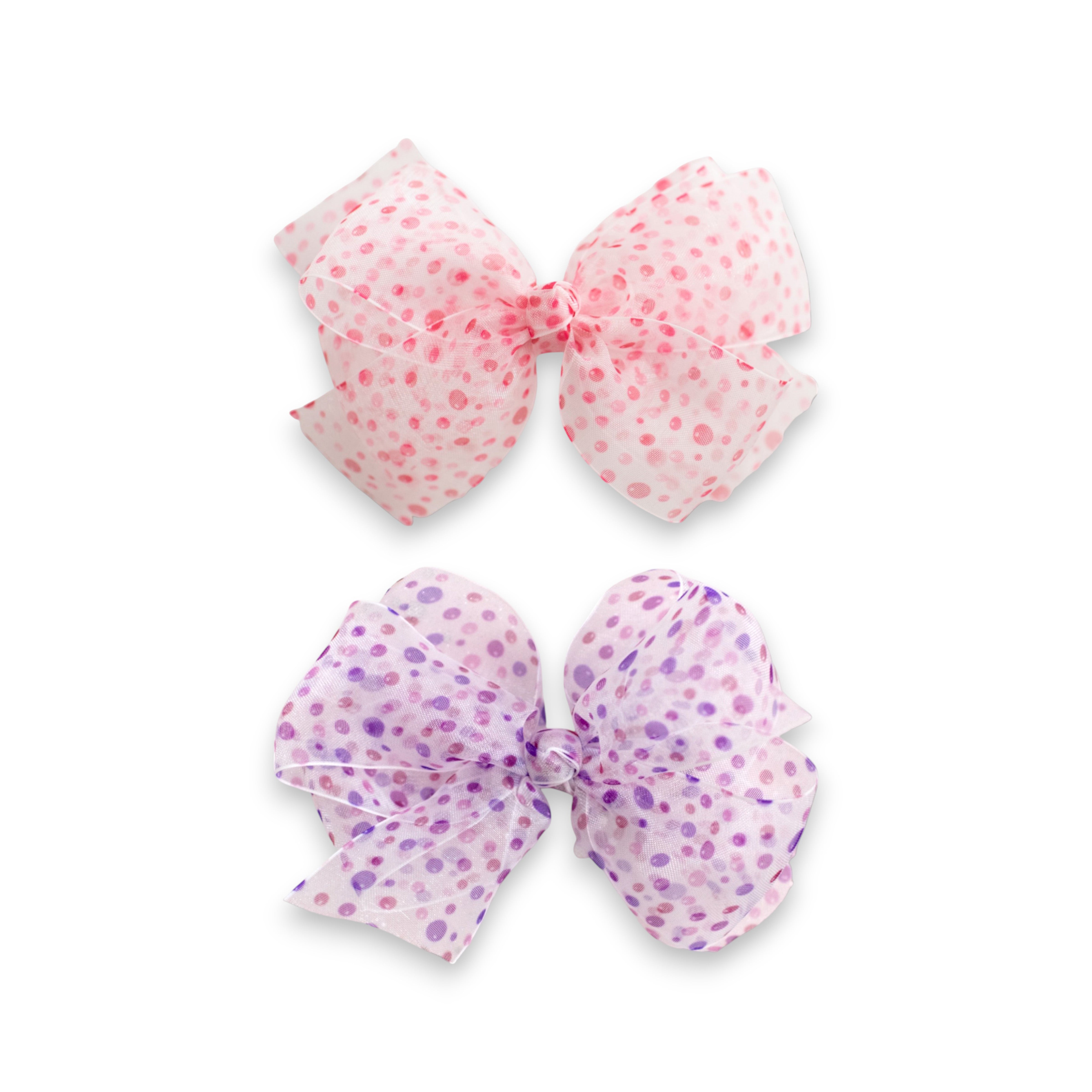Girls' Sheer Tulle Bow with Dots Hair Clip