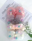 Summer Crystal - Tulle Bow with Pompoms Hair Clip - 1 Pack