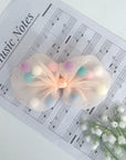 Summer Crystal - Tulle Bow with Pompoms Hair Clip - 1 Pack