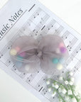 Summer Crystal - Tulle Bow with Pompoms Hair Clip - 1 Pack