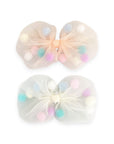 Girls' Tulle Bow with Pompoms Hair Clip