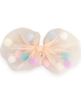 Summer Crystal - Tulle Bow with Pompoms Hair Clip - 1 Pack