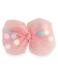 Summer Crystal - Tulle Bow with Pompoms Hair Clip - 1 Pack