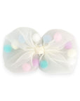 Summer Crystal - Tulle Bow with Pompoms Hair Clip - 1 Pack