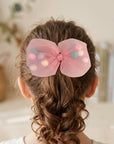 Girls' Tulle Bow with Pompoms Hair Clip
