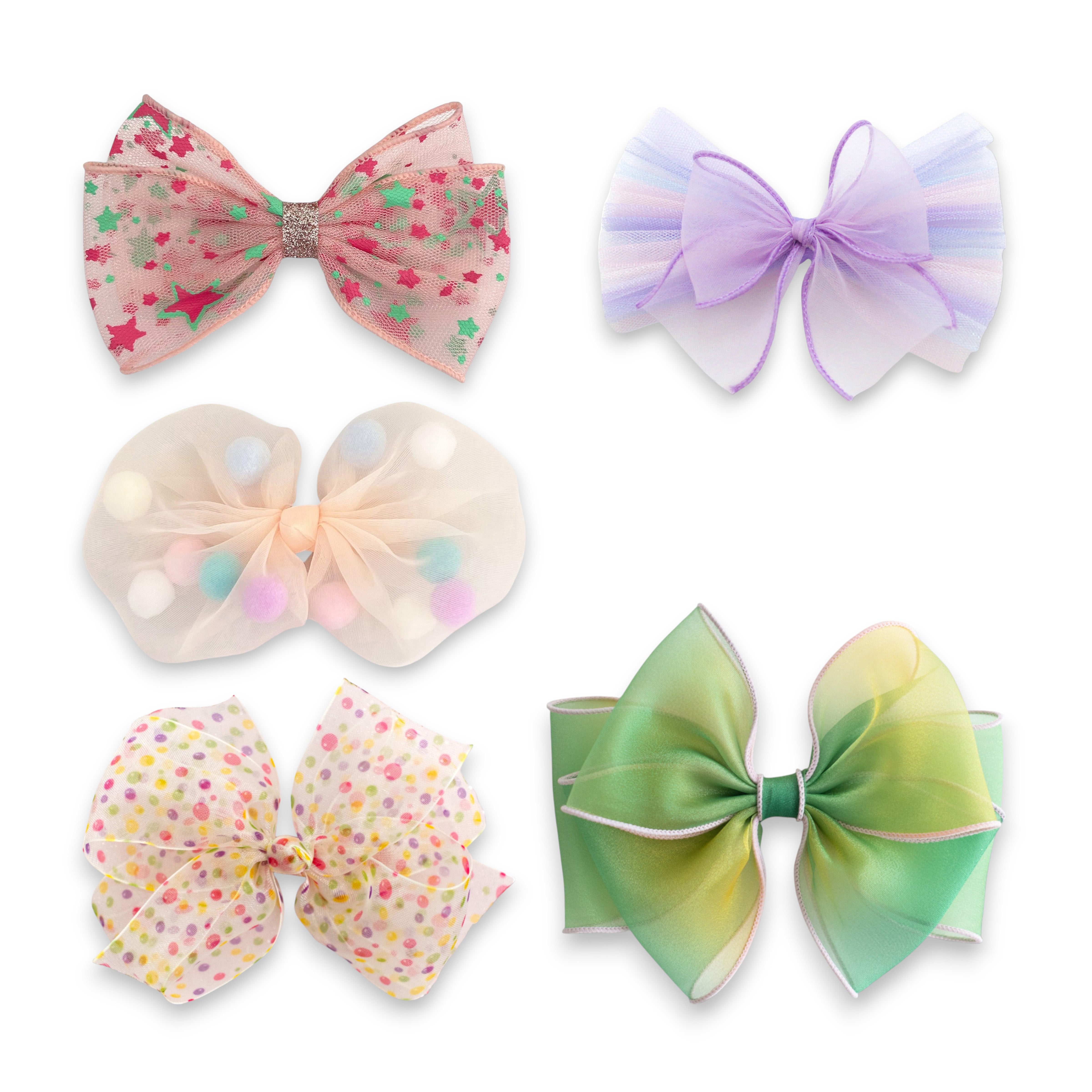 Girls' 5pk Tulle Bow Hair Clips Gift Set