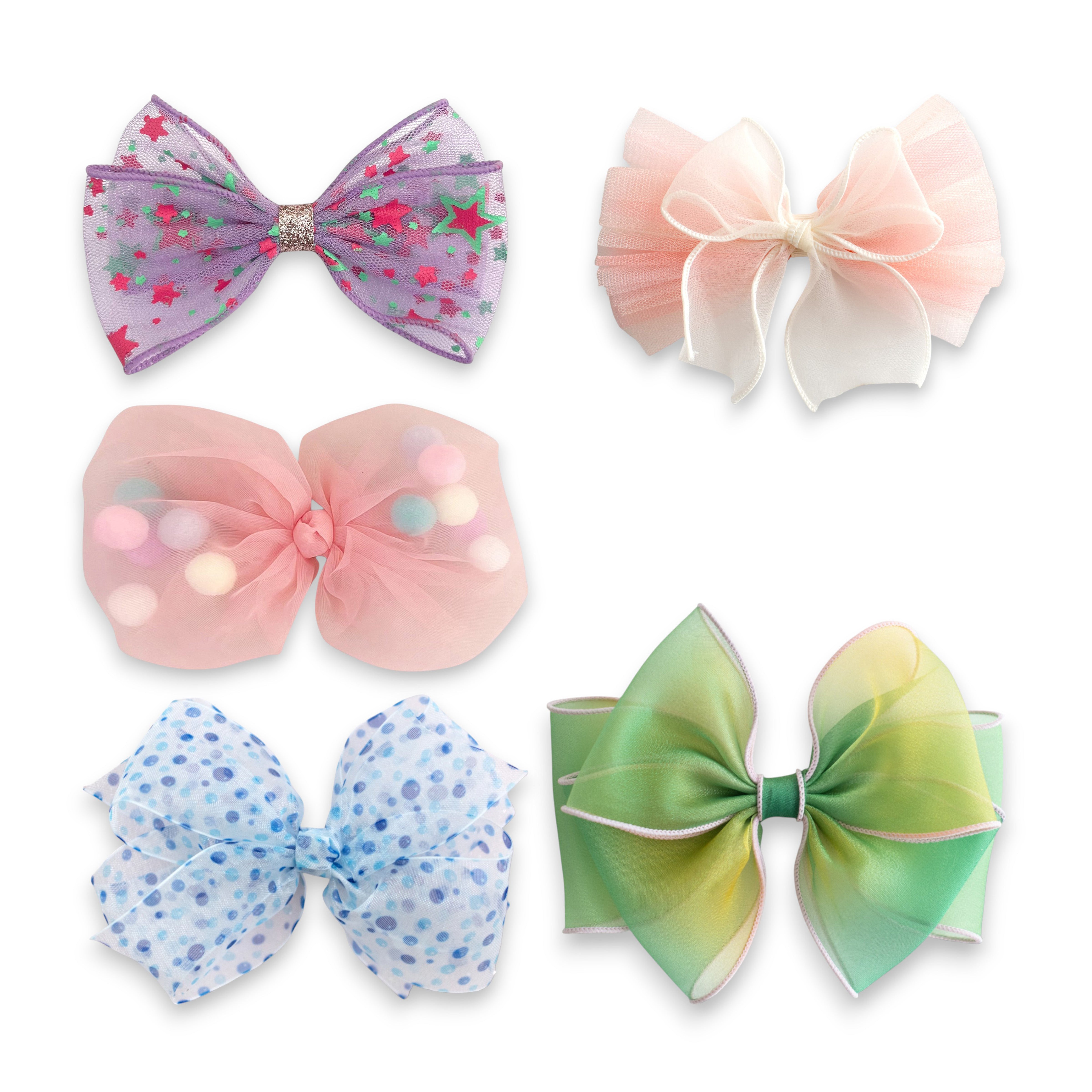 Girls' 5pk Tulle Bow Hair Clips Gift Set