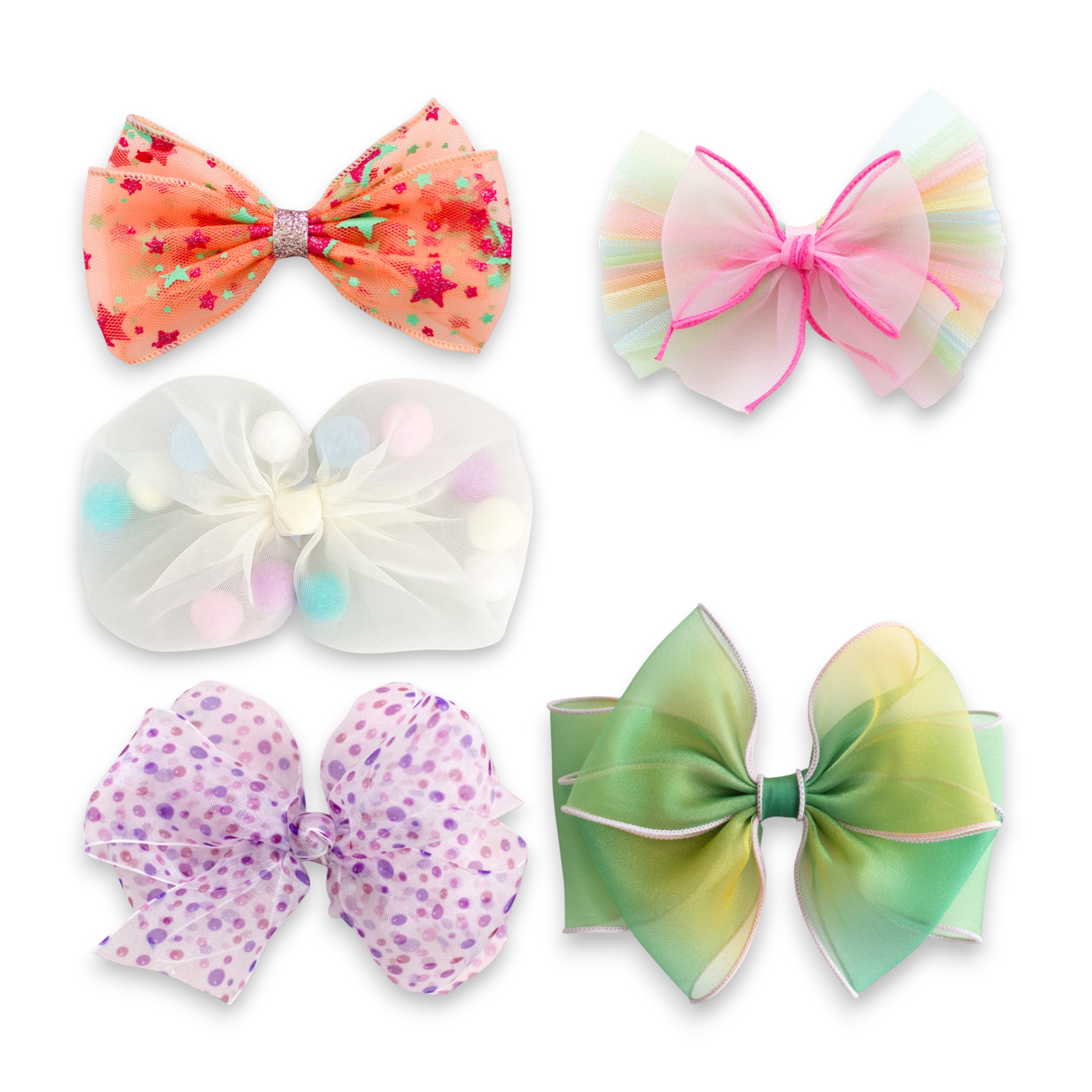 Girls' 5pk Tulle Bow Hair Clips Gift Set