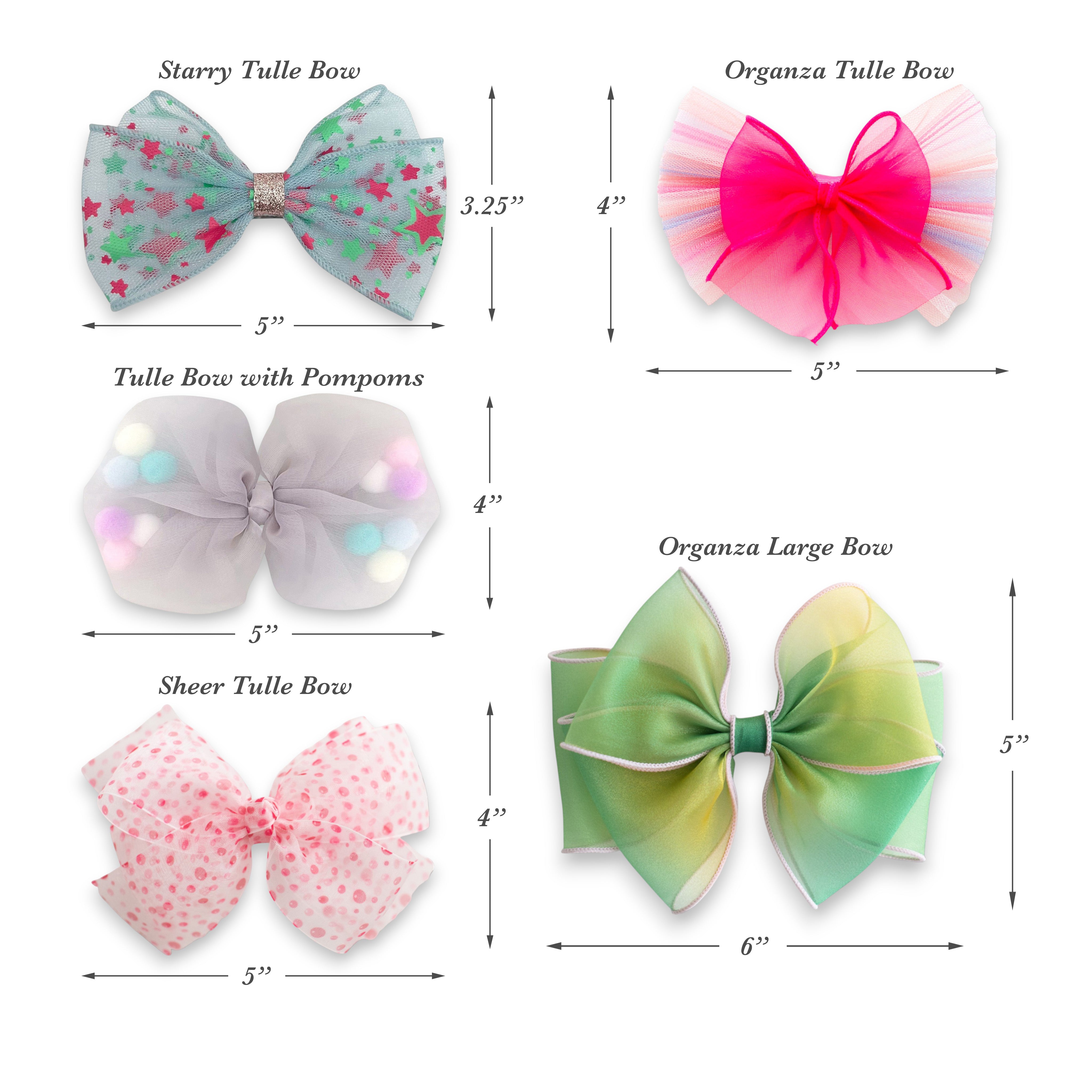 Girls' 5pk Tulle Bow Hair Clips Gift Set