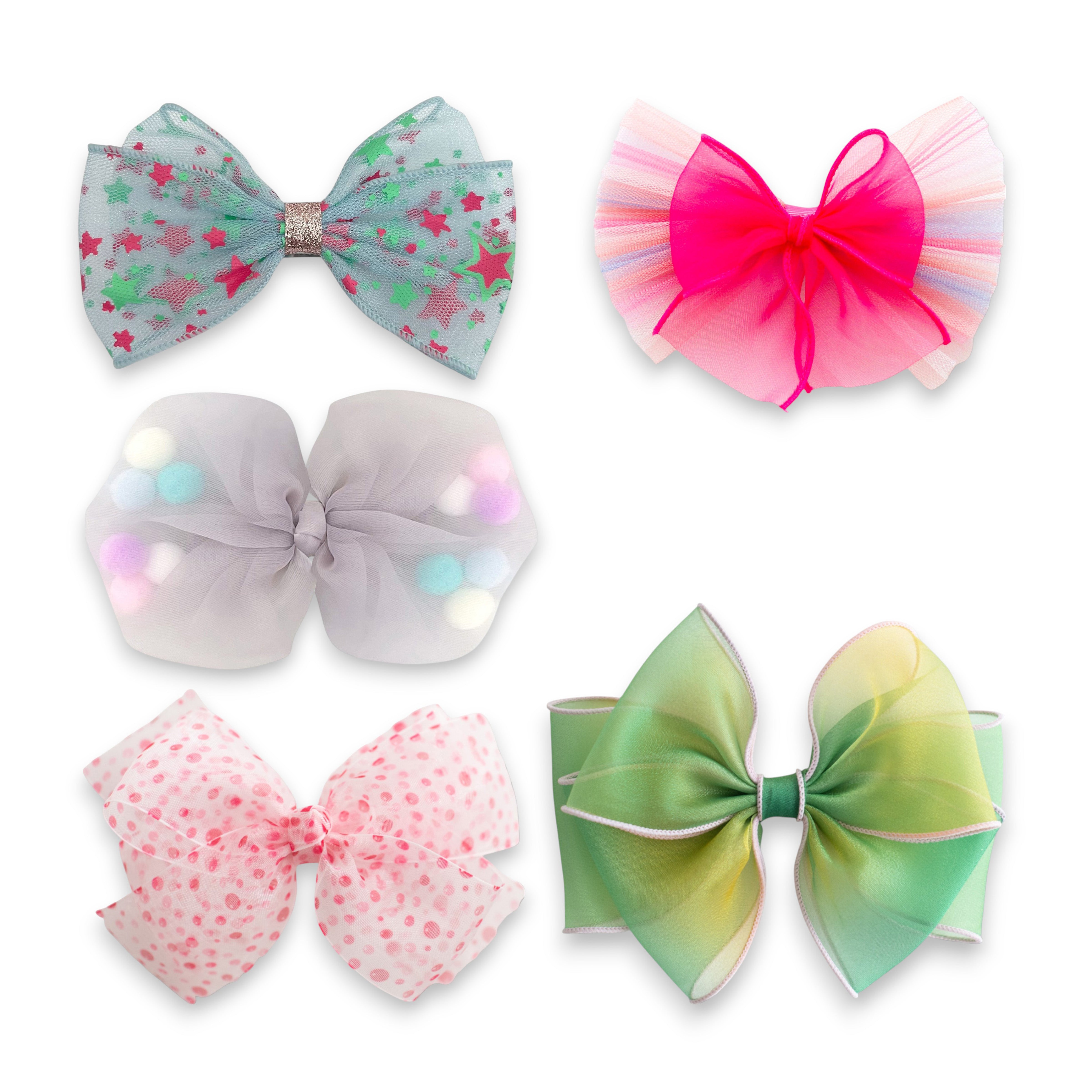 Girls' 5pk Tulle Bow Hair Clips Gift Set
