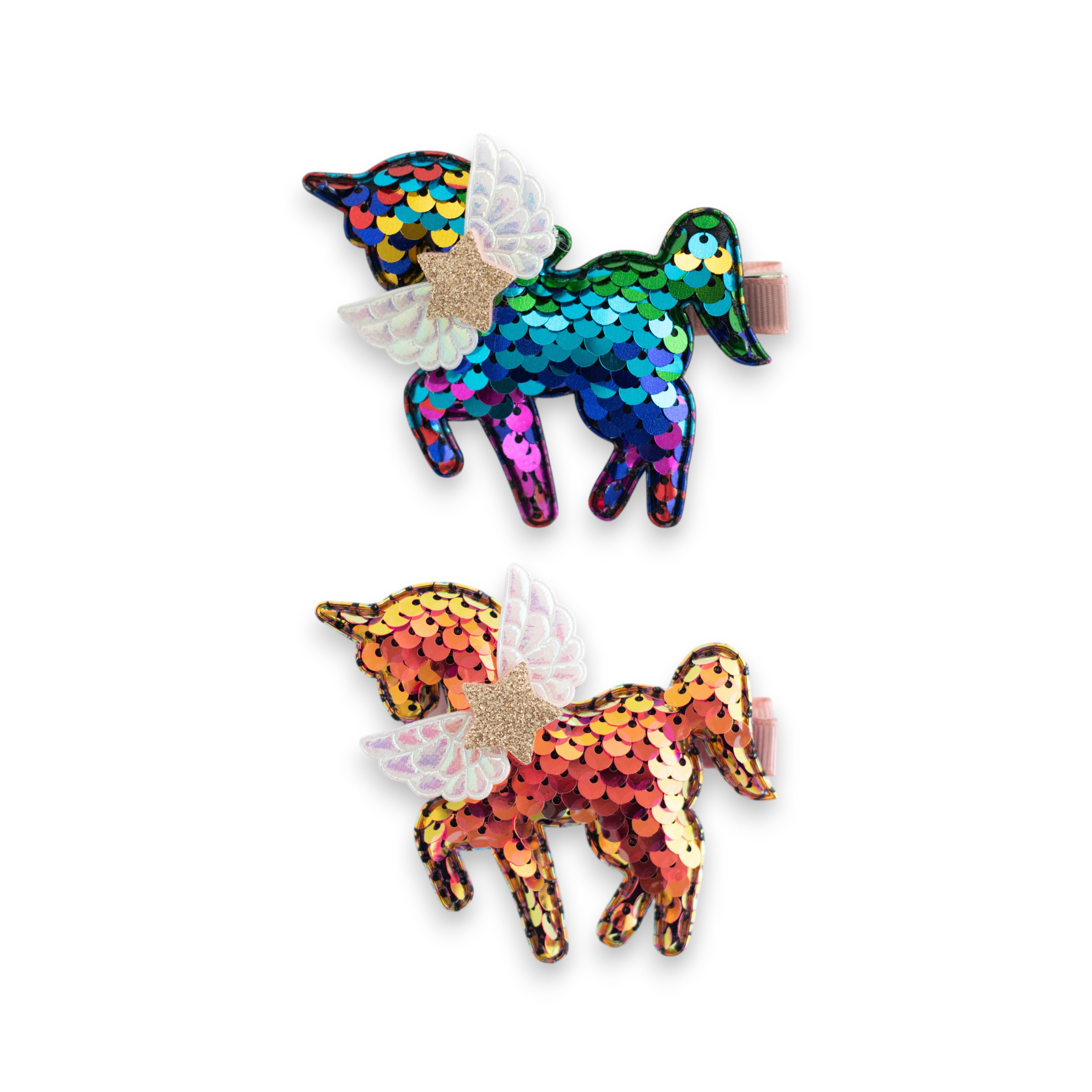 Girls' Sparkly Glitter Sequin Winged Unicorn Hair Clip