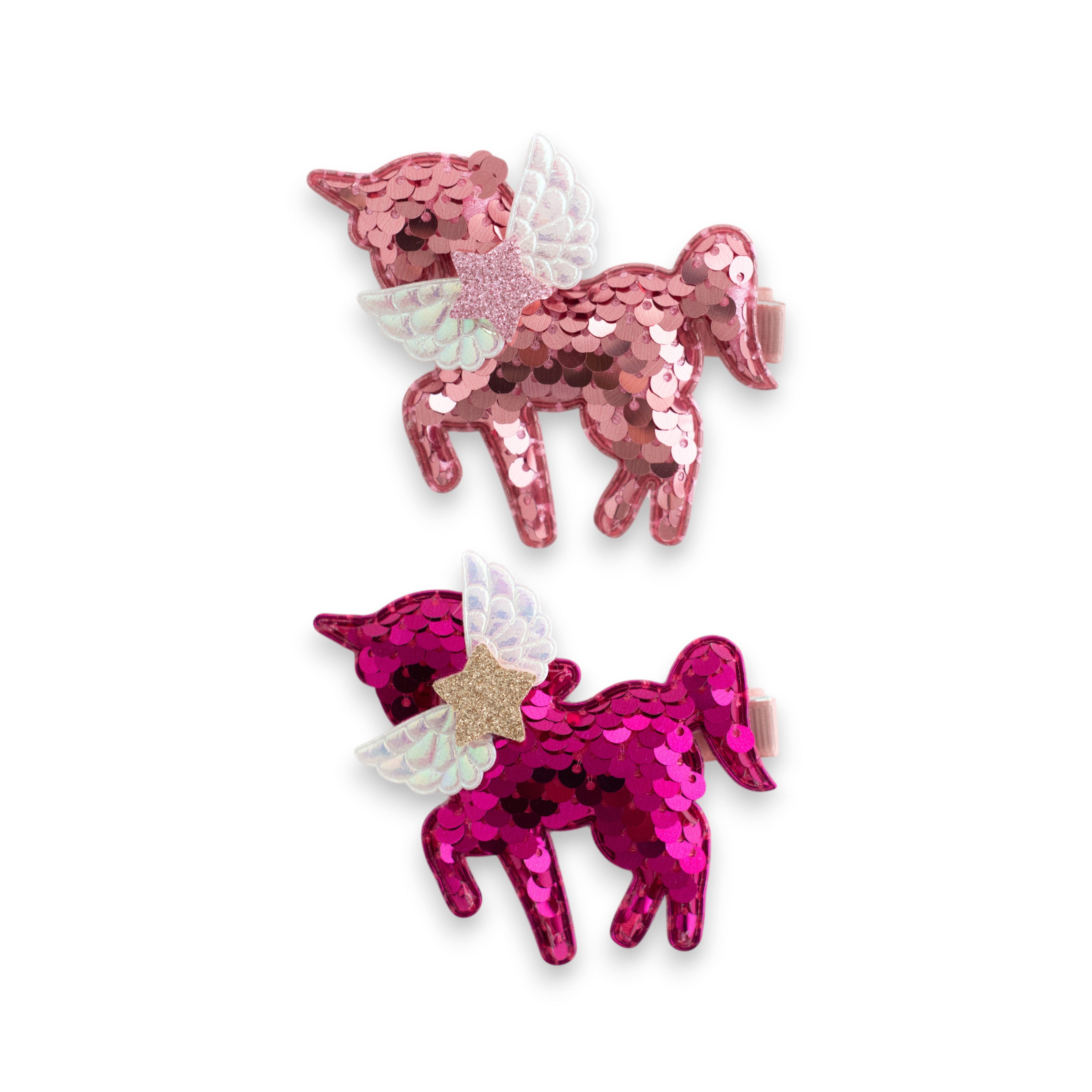 Girls' Sparkly Glitter Sequin Winged Unicorn Hair Clip
