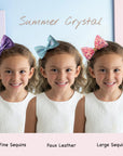 Girls' 2pk Vertical Bow Hair Clips – Premium Glitter & Faux Leather Accessory Set