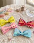 Girls' 2pk Vertical Bow Hair Clips – Premium Glitter & Faux Leather Accessory Set