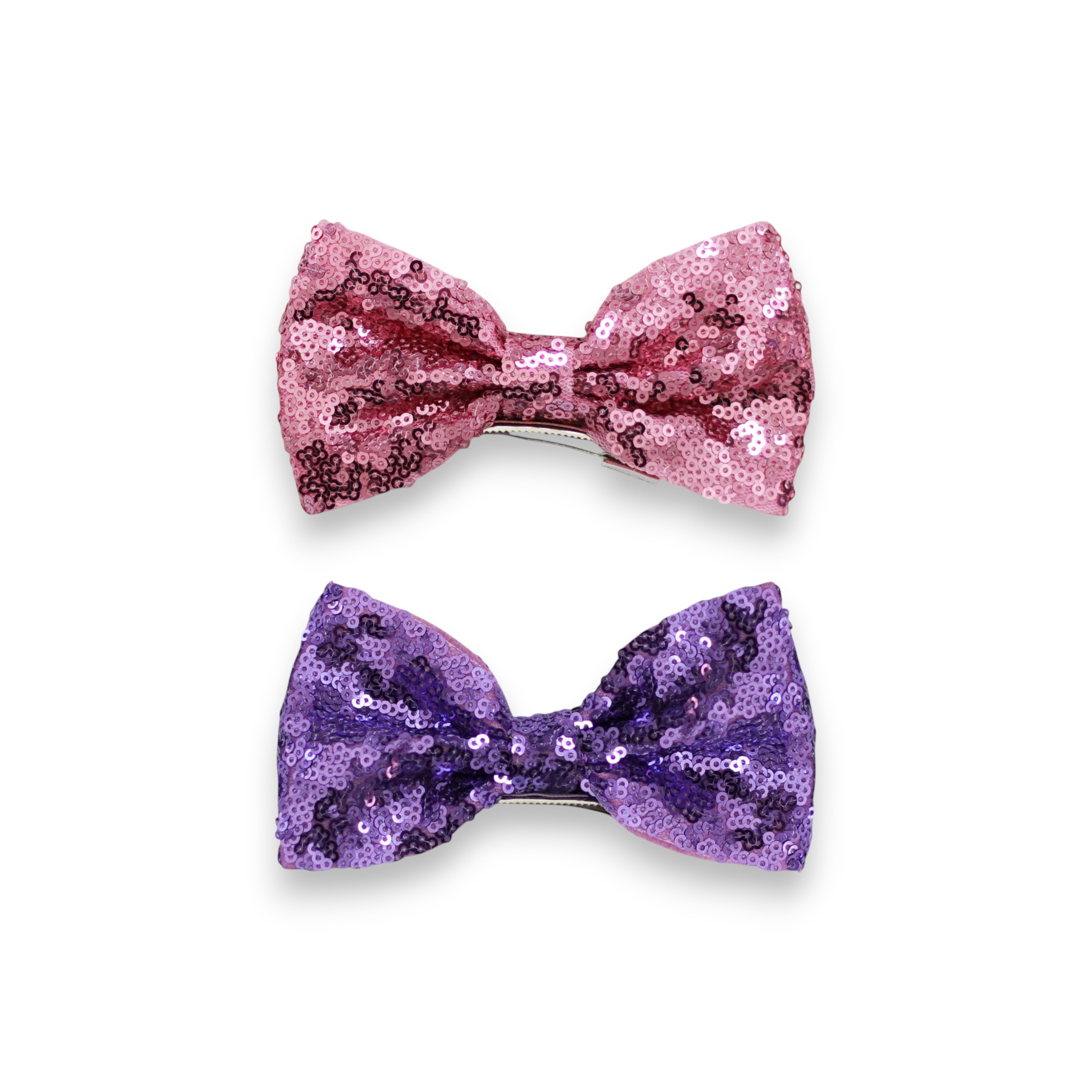 Girls' 2pk Vertical Bow Hair Clips – Premium Glitter &amp; Faux Leather Accessory Set
