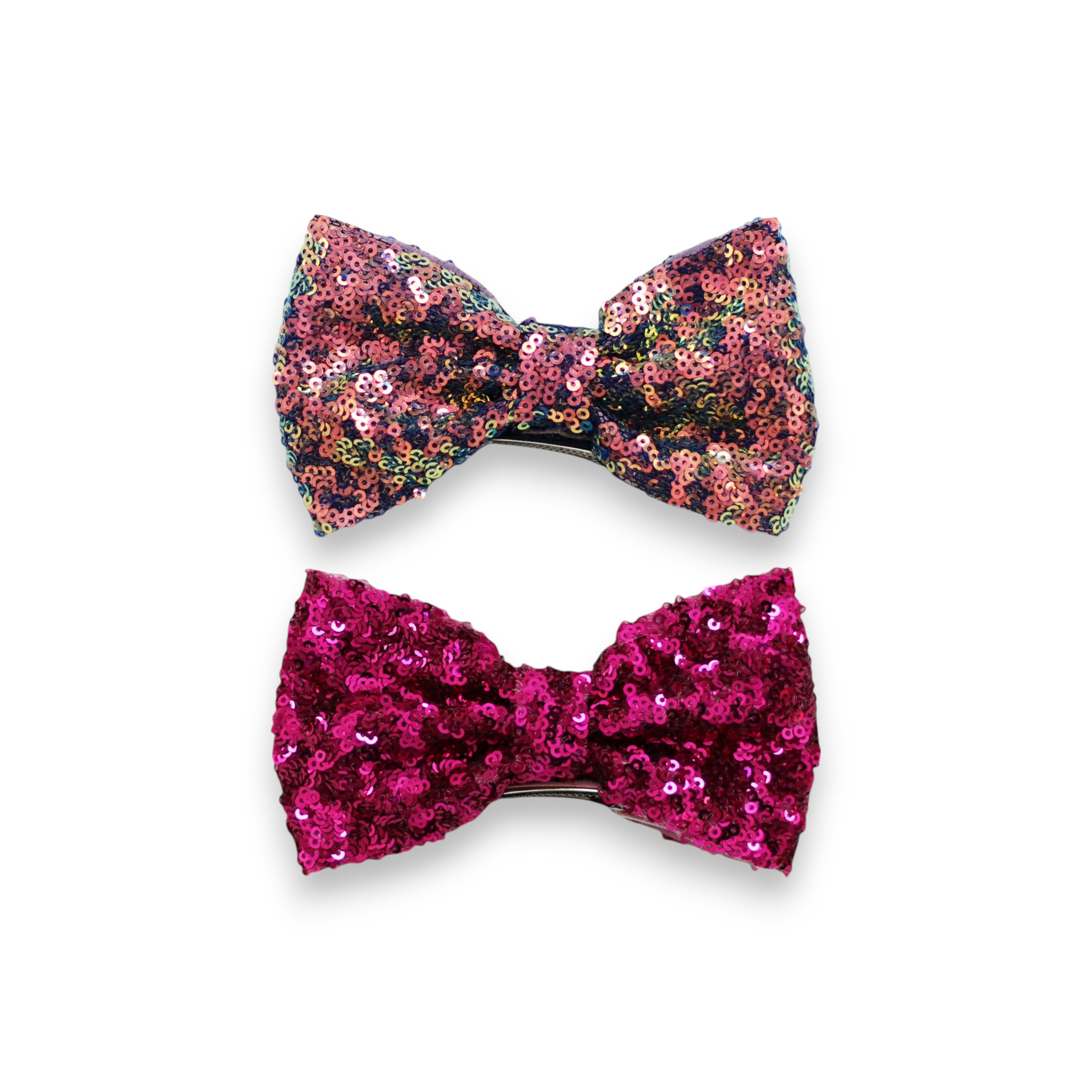 Girls' 2pk Vertical Bow Hair Clips – Premium Glitter &amp; Faux Leather Accessory Set