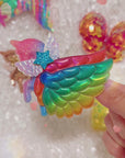 Summer Crystal Rainbow Gradient Glitter Unicorn Alligator Hair Clip 3.5x3 Inch