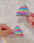 Summer Crystal Sparkling Large Sequins Cat Ears Hair Clips - Pack of 1 Pair