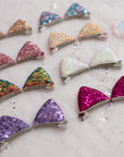 Summer Crystal Sparkling Sequins Cat Ears Hair Clips - Pack of 1 Pair