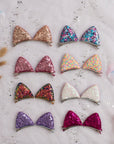 Summer Crystal Sparkling Sequins Cat Ears Hair Clips - Pack of 1 Pair