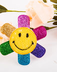 Summer Crystal Rainbow Glitter Smiley Face Hair Clip