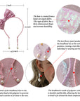 Summer Crystal - Sequin Bow Headband with Pearl Earring Pendants - 1 Pack